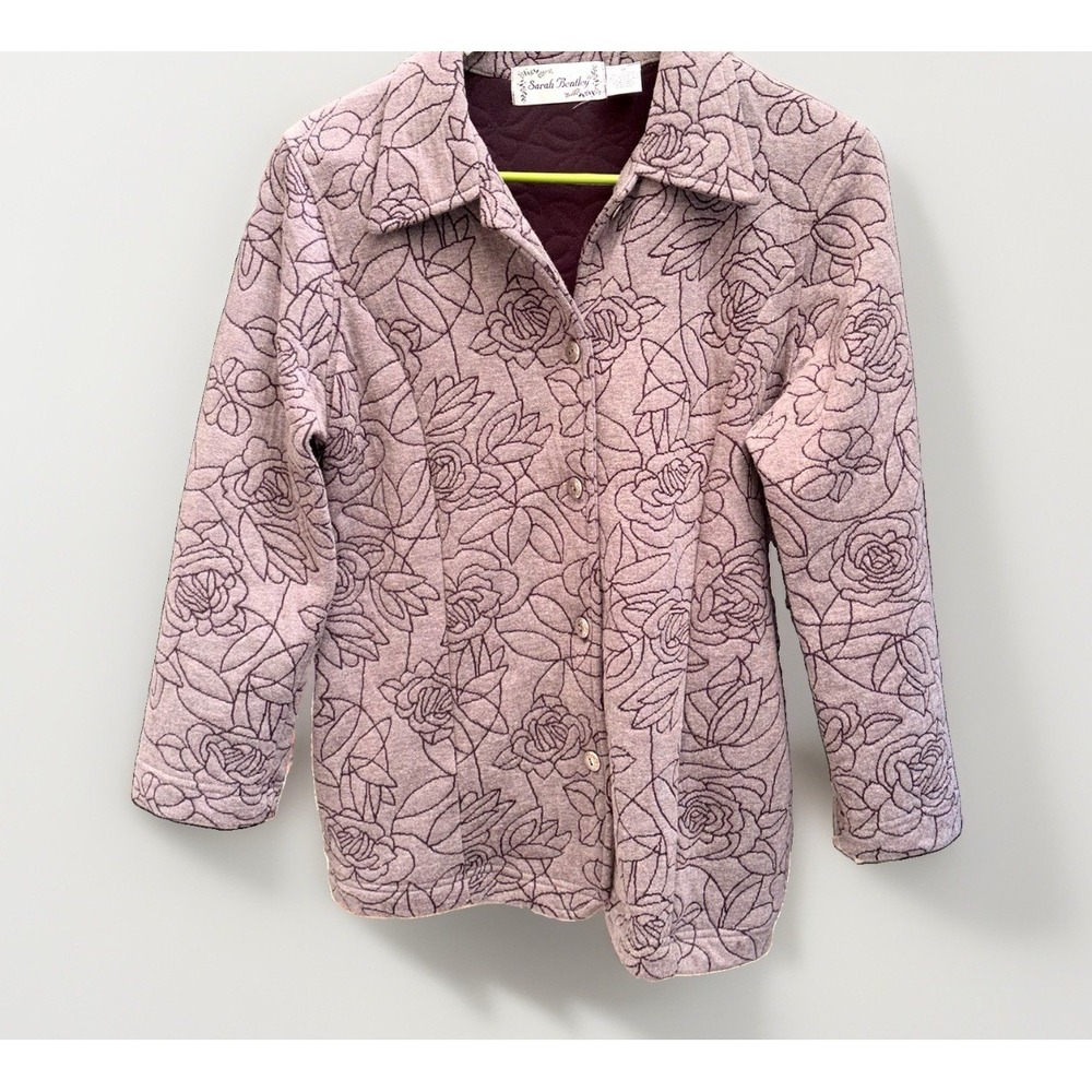 Vintage Gray Floral Med Cotton Blend Embroidered Floral Cottagecore Jacket